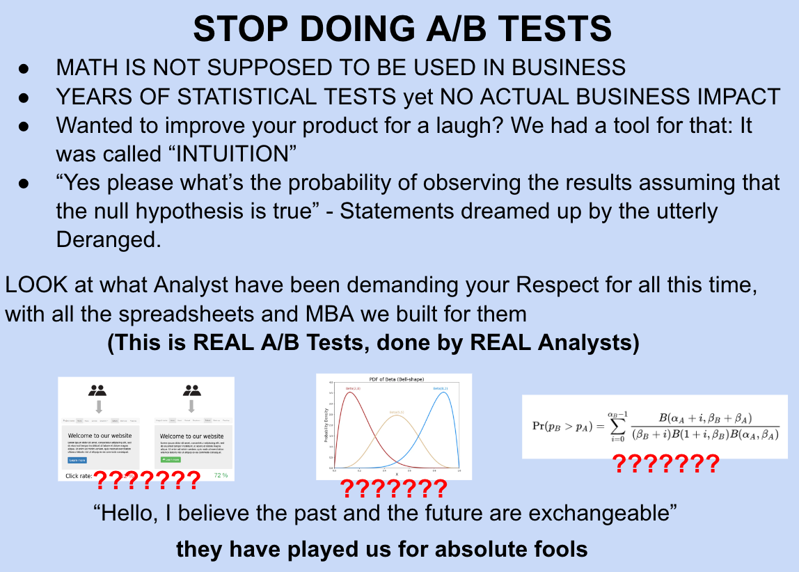 STOP DOING AB TESTS.